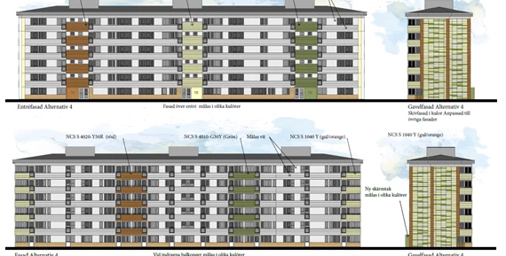 Bild över Guldvingens fasader efter renovering