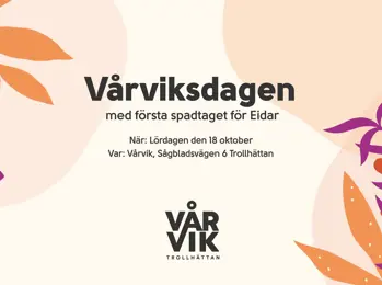 En text - Vårviksdagen mot en illustrativ bild i orange