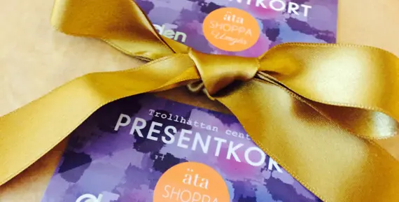Presentkort på 150 kr som gäller hos alla företag anslutna till City Trollhättan