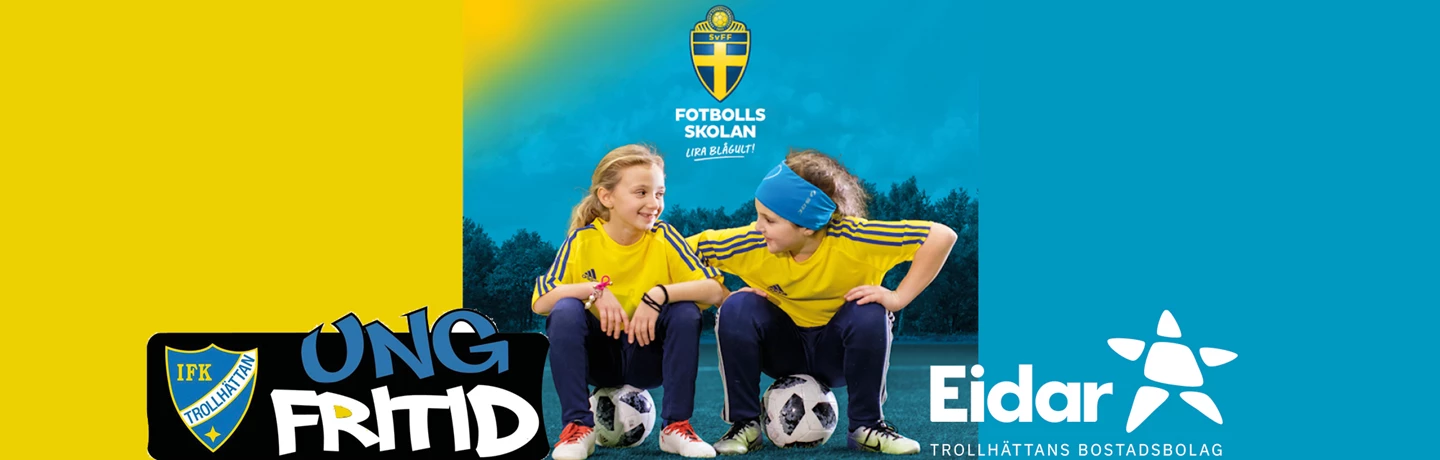Svenska fotbollsförbundets logotype och bild på landslagsklädda barn