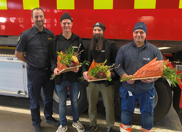 Njazi, Philip och Christopher fick utmärkelsen rådig insats. Utmärkelsen delades ut av NÄRF:s tillförordnade förbundschef Markus Green