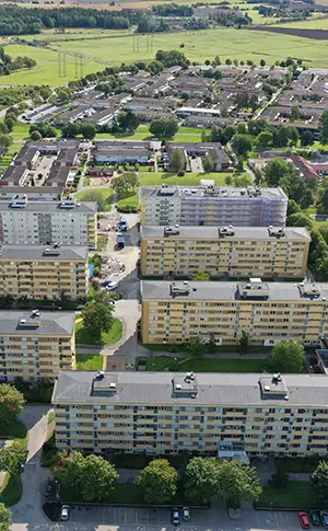 Översiktsbild av stadsdelen Lextorp i Trollhättan