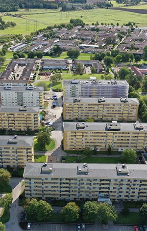 Översiktsbild av stadsdelen Lextorp i Trollhättan