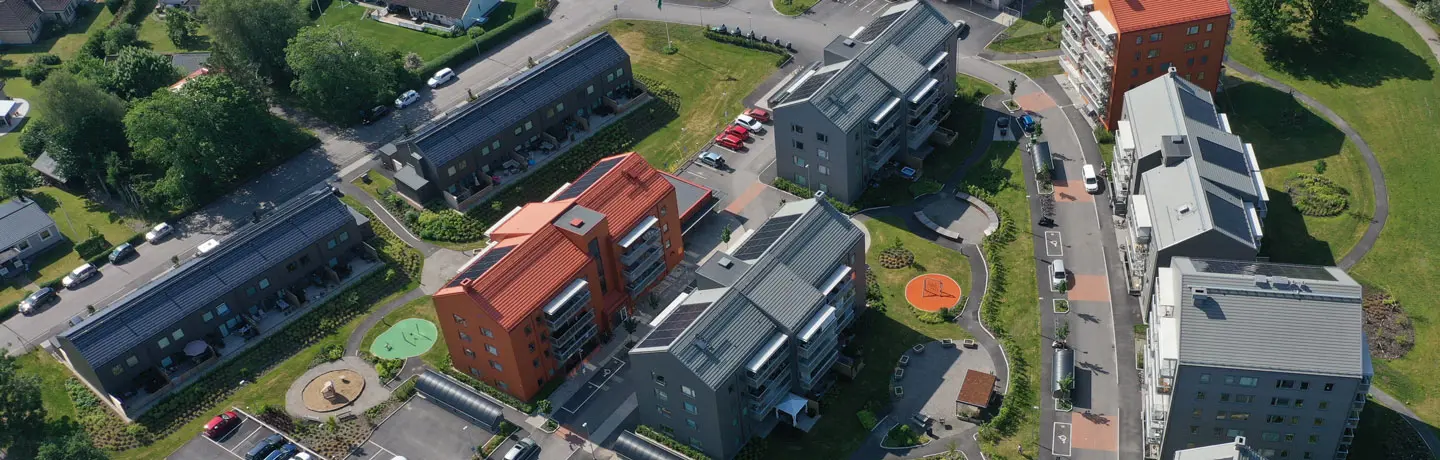 Drönarbild över kvarteret Gulsparven