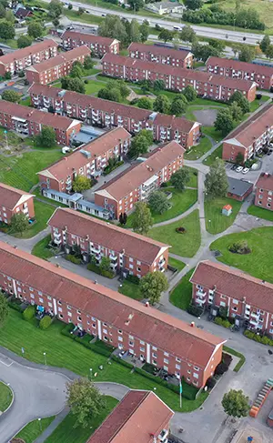 Drönarbild över området Sylte i Trollhättan