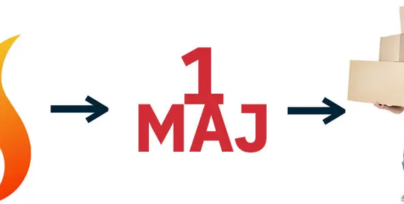 Tre bilder i ett: valborsgeld, 1 maj och man med flyttkartonger