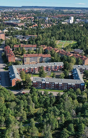 Översiktsbild av stadsdelen Hjortmossen i Trollhättan