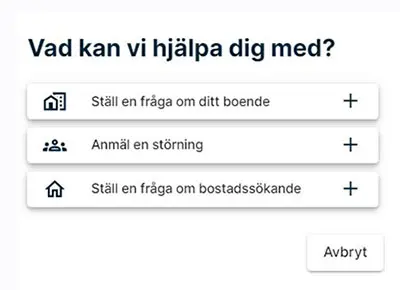 Meny för ärenden på Mina sidor