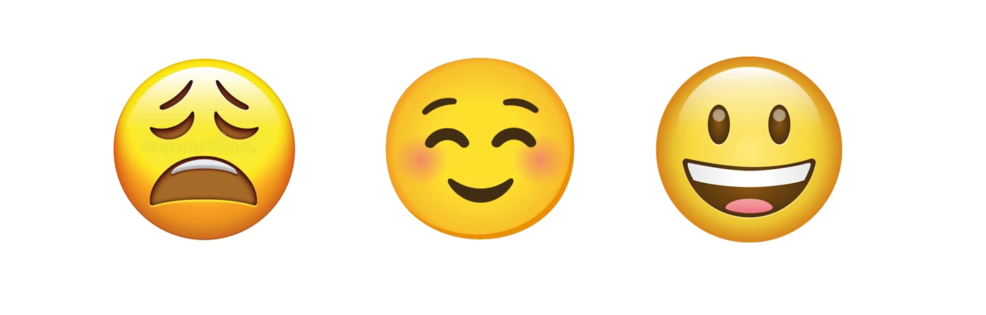 ledsen emoji nöjd emoji väldigt glad emoji