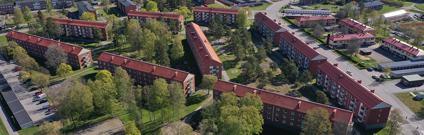 Översiktsbild över kvarteret Sädesbingen i Kronogården, Trollhättan.
