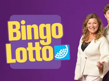 logga bingolotto samt programledarna Lotta Engberg och Daniel Norberg